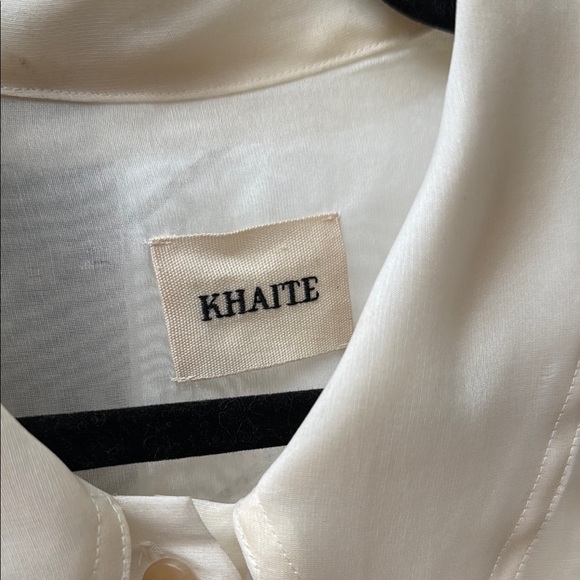 KHAITE Nori Pleated Front Silk Organza Semi Sheer Dress Shirt Sz 4 NWOT - Picture 2 of 16